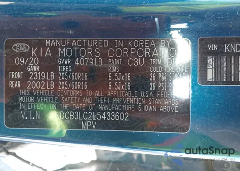 2020 Kia Niro Lx из США, поврежденный, VIN KNDCB3LC2L5433602